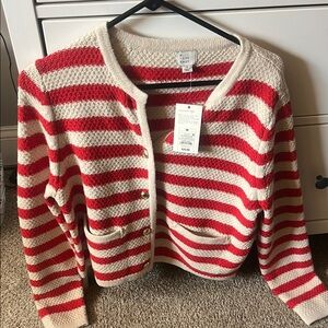 Striped Red and Cream Sweater
